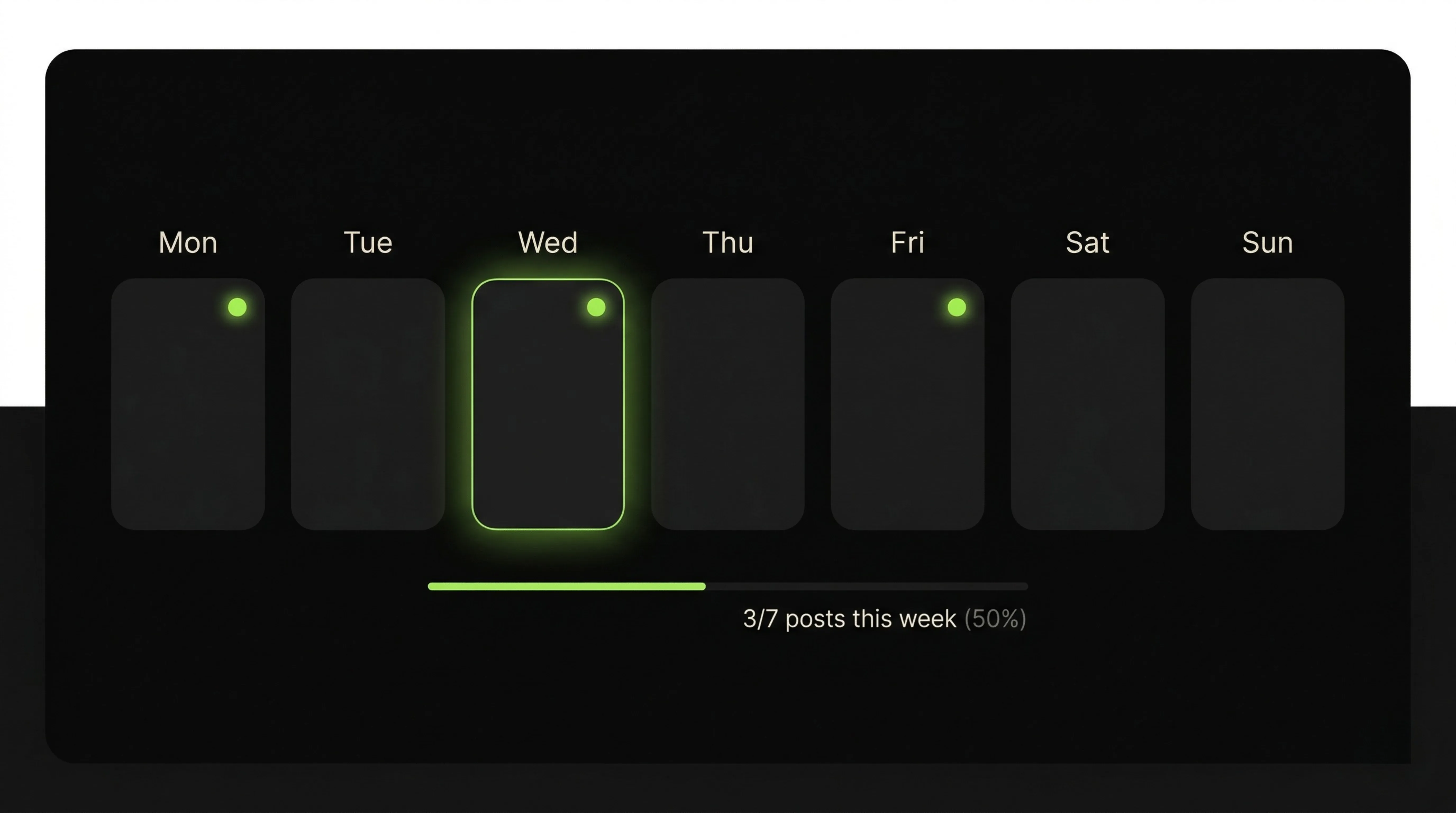 Simple weekly content calendar for Google Business Profile posts showing update types by day